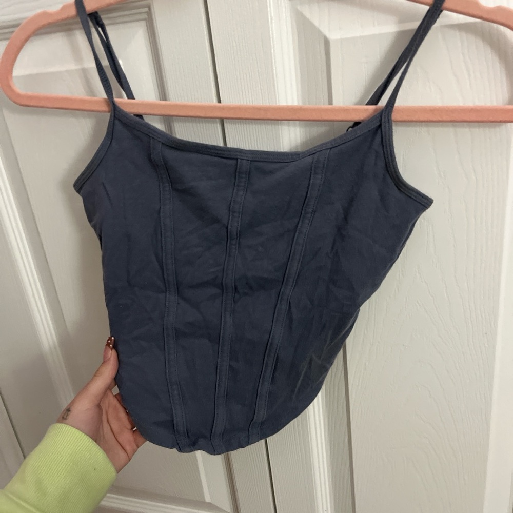 Hollister Slate Blue Corset-Style Crop Cami